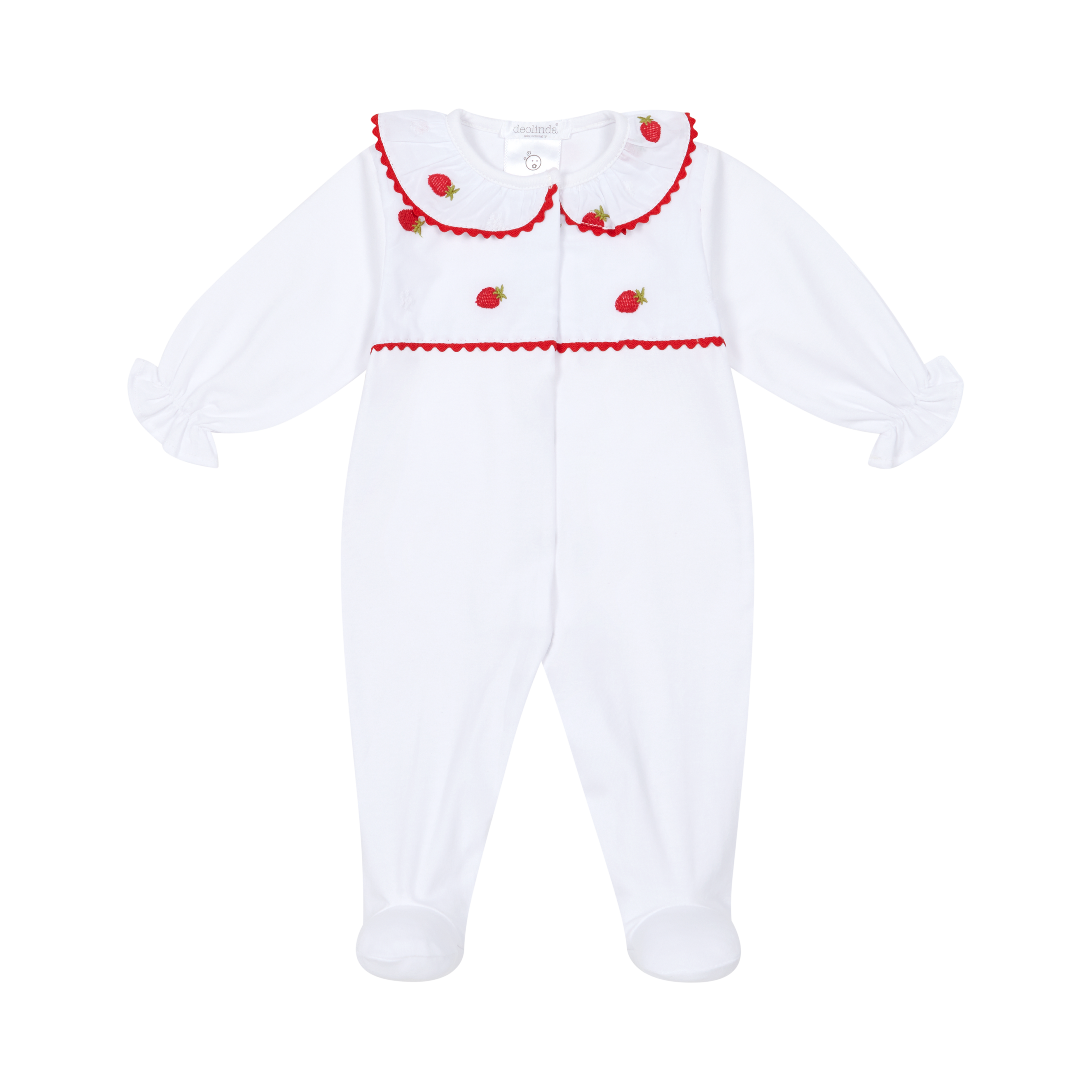 DEOLINDA Pavlova Girls White & Red Strawberry Babygrow - 26116
