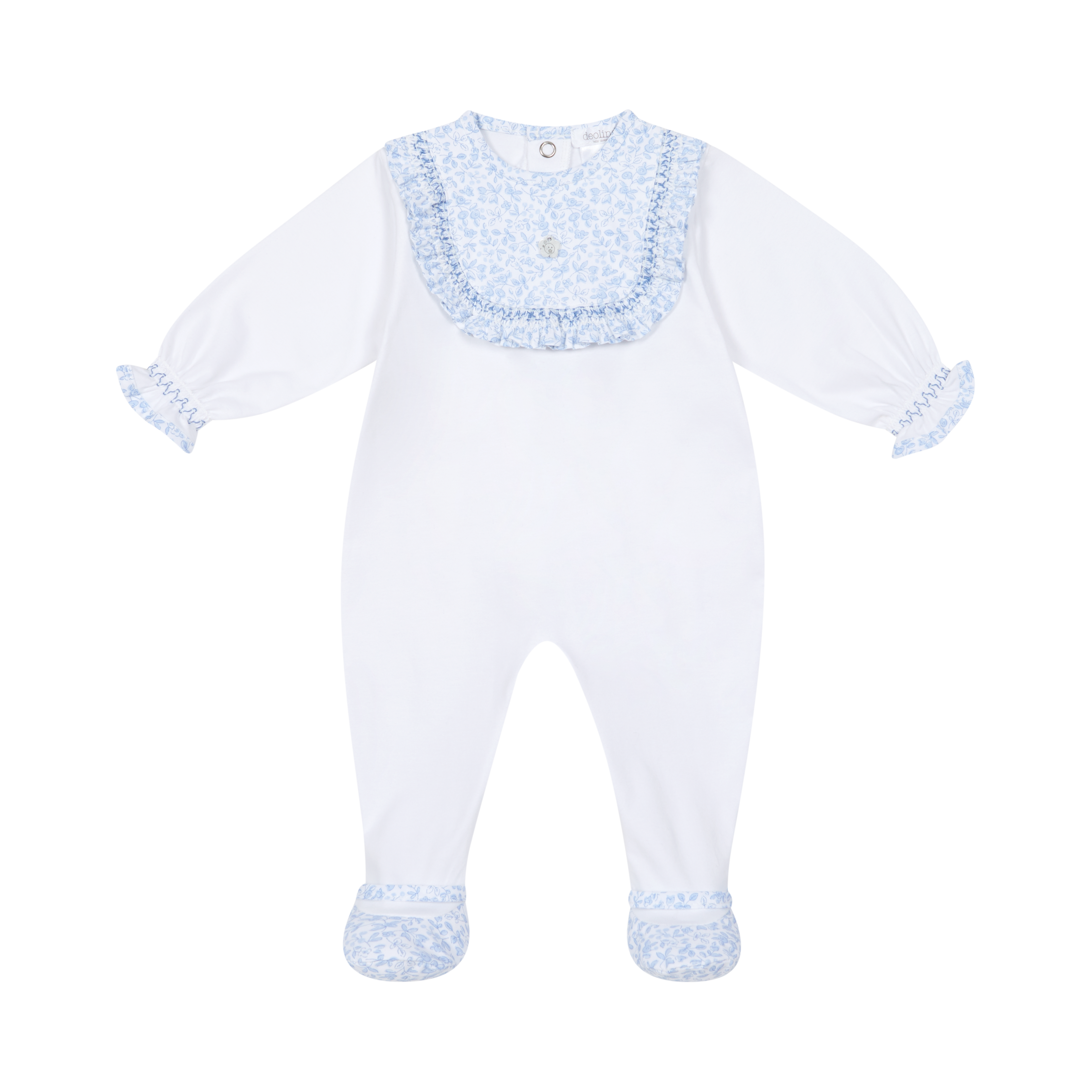 DEOLINDA Iris Girls Blue & White Floral Babygrow - 26119