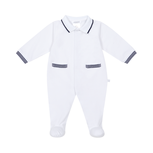 Deolinda Astra boys navy and white babygrow 26120