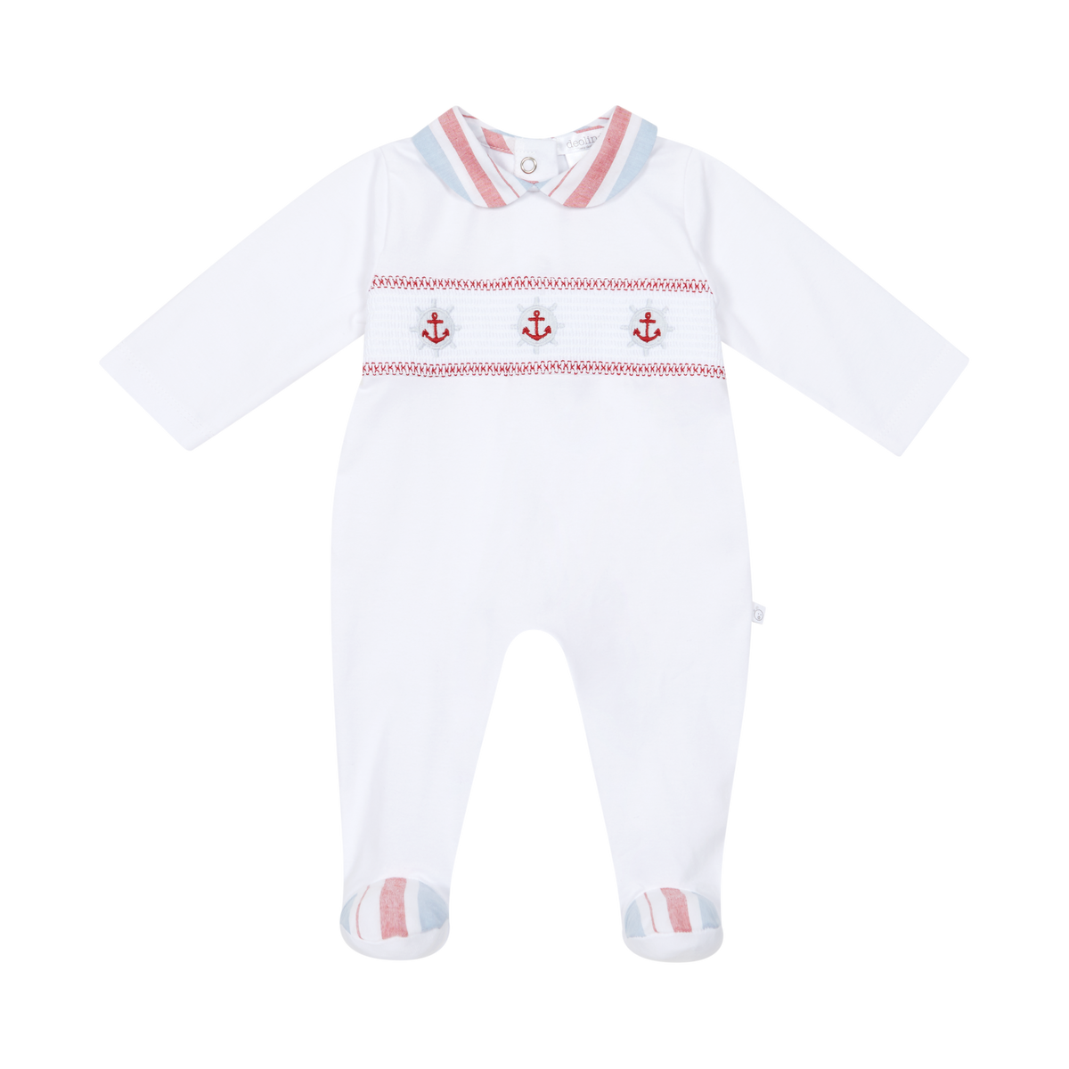 Deolinda Copacabana boys white smocked babygrow 26124