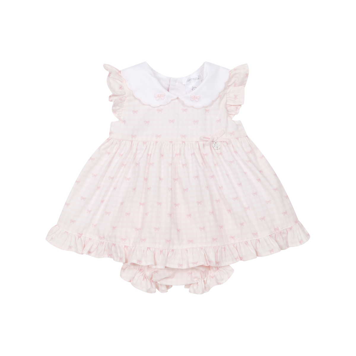 Deolinda Lollipop girls pink bow print dress and knickers 26304
