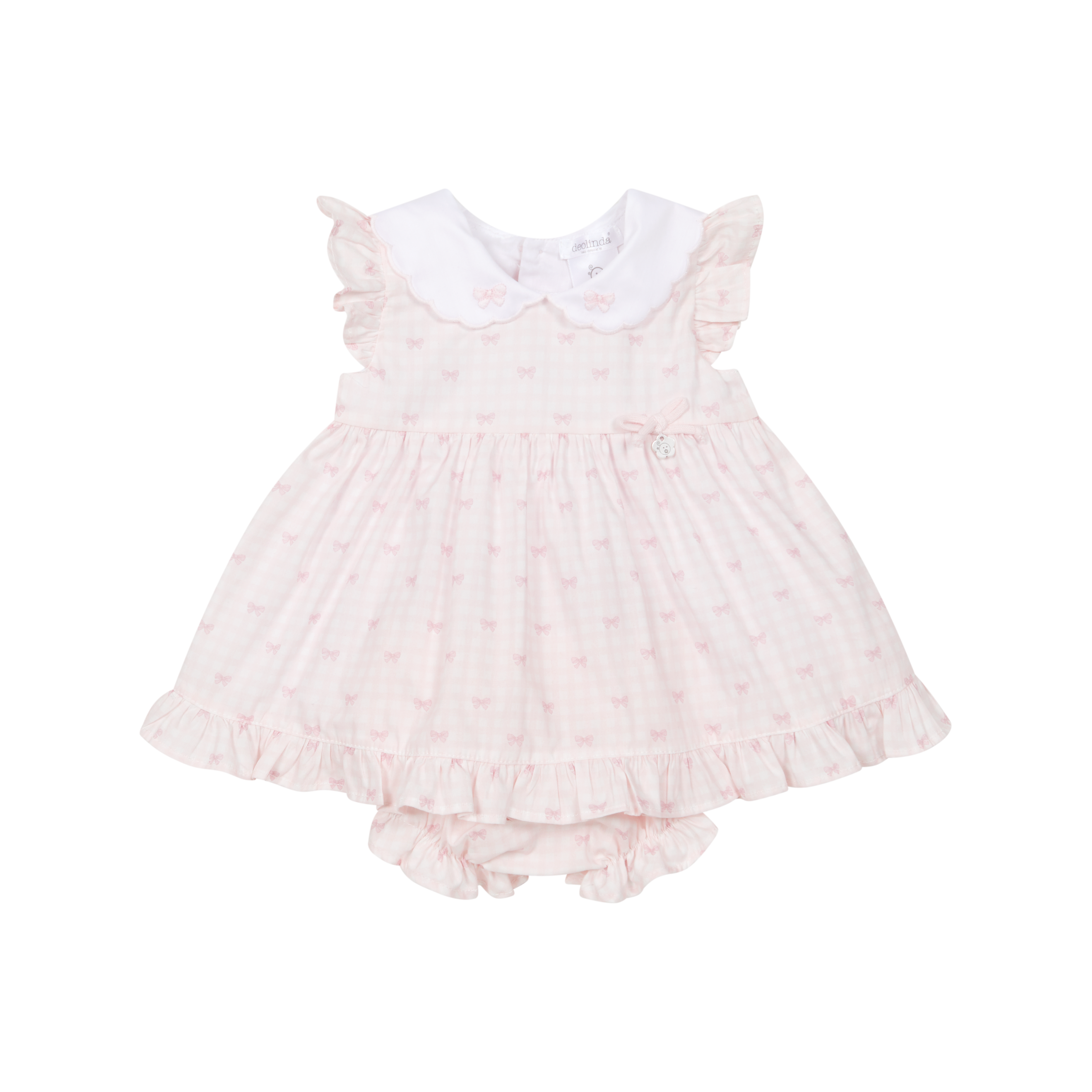 DEOLINDA Lollipop Girls Pink Bow Print Dress & Knickers - 26304