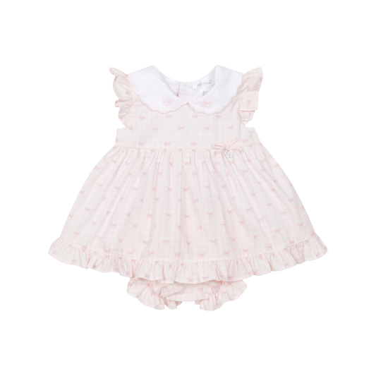 Deolinda Lollipop girls pink bow print dress and knickers 26304