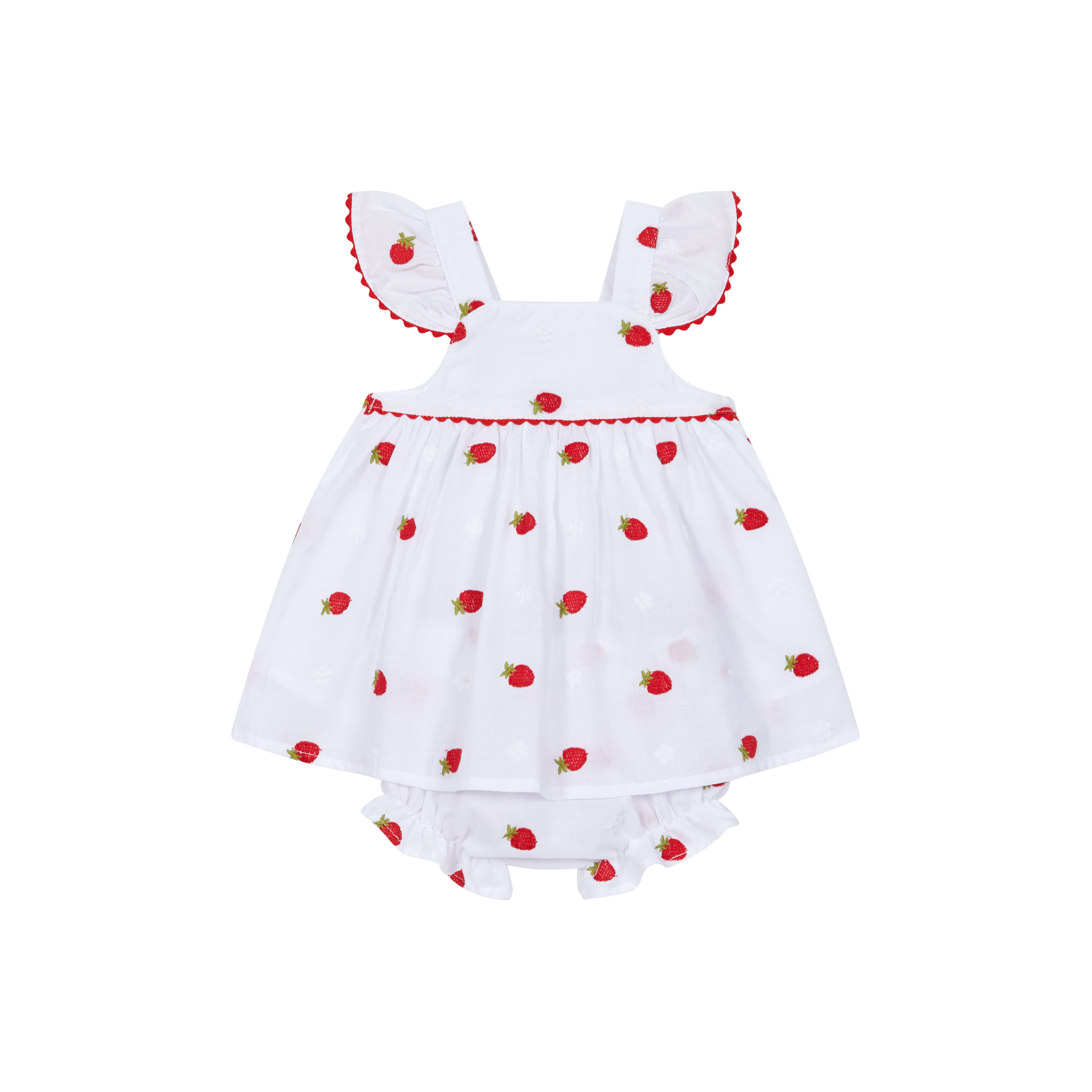 DEOLINDA Pavlova Girls White & Red Strawberry Dress & Knickers - 26306