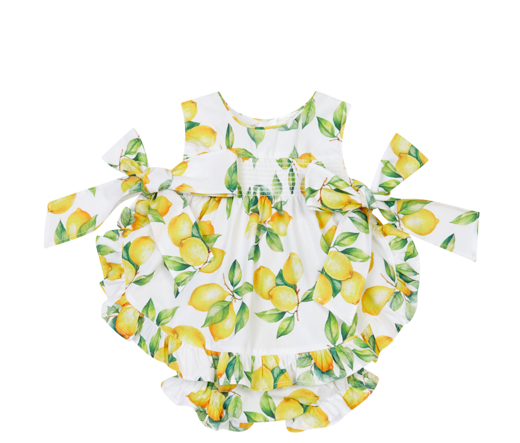 Deolinda Sorrento girls lemon print dress and knickers 26323