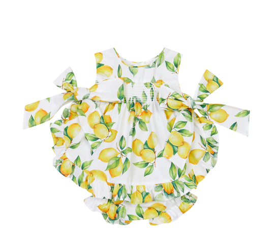 Deolinda Sorrento girls lemon print dress and knickers 26323