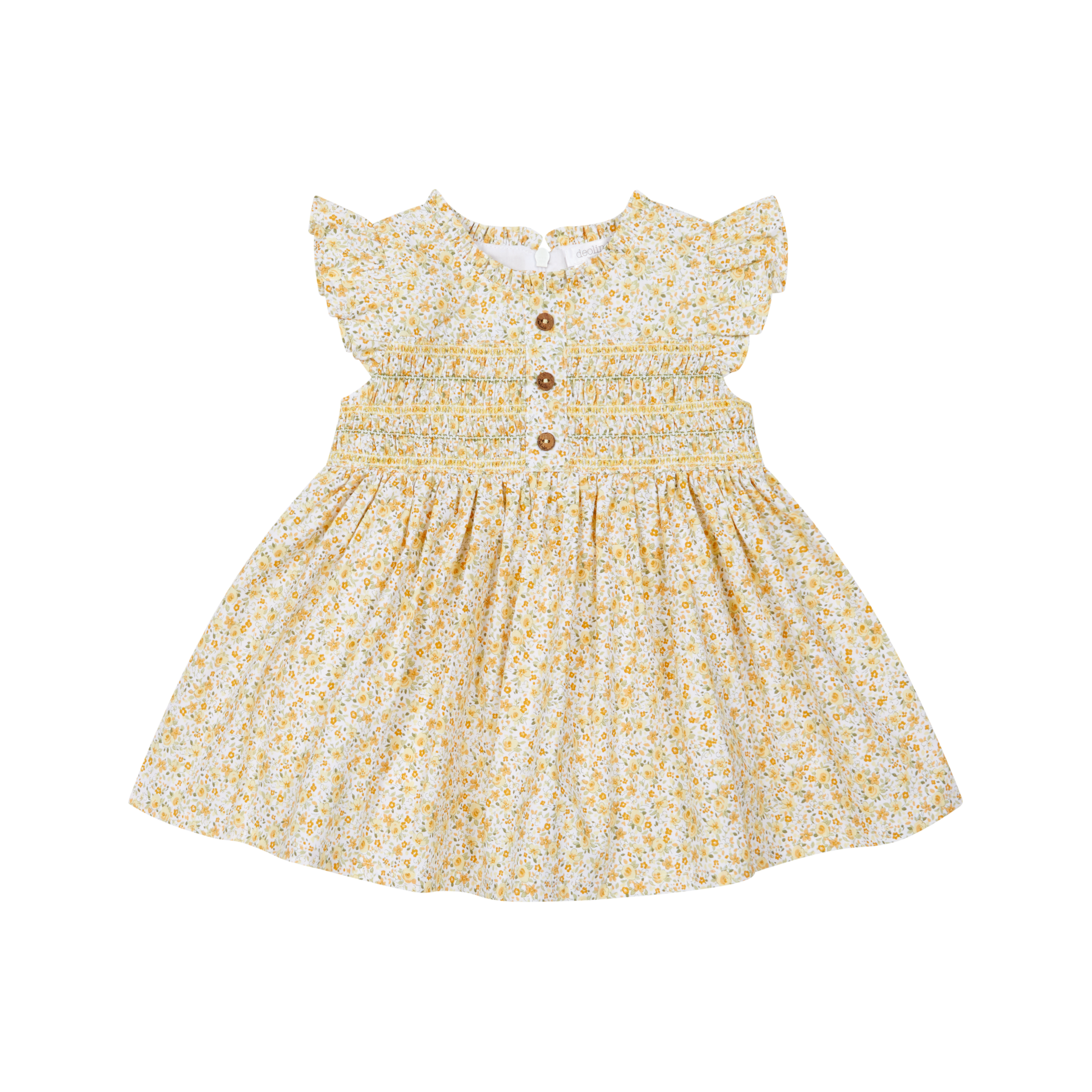 DEOLINDA Sol Girls Yellow Floral Smocked Sun Dress - 26416
