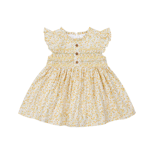 Deolinda Sol girls yellow floral smocked sun dress 26416