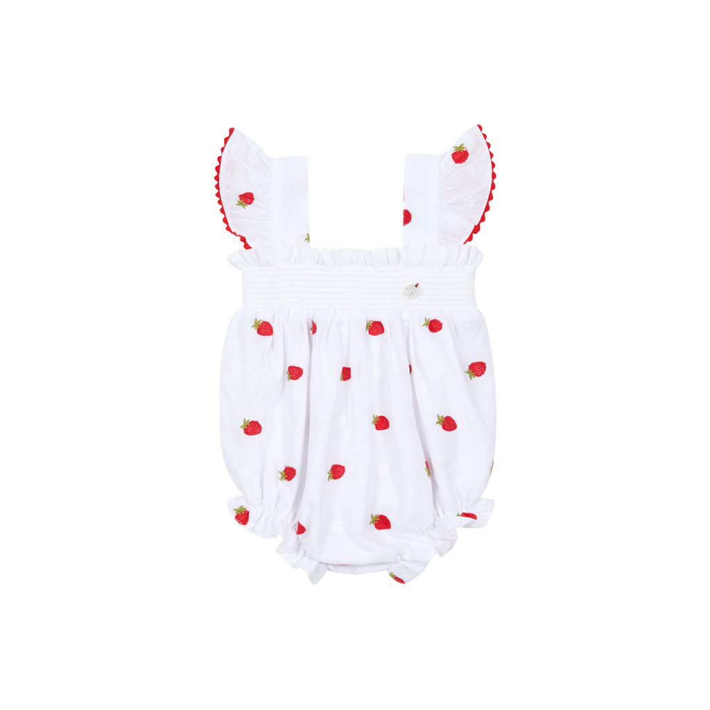 DEOLINDA Pavlova Girls White & Red Strawberry Romper - 26507
