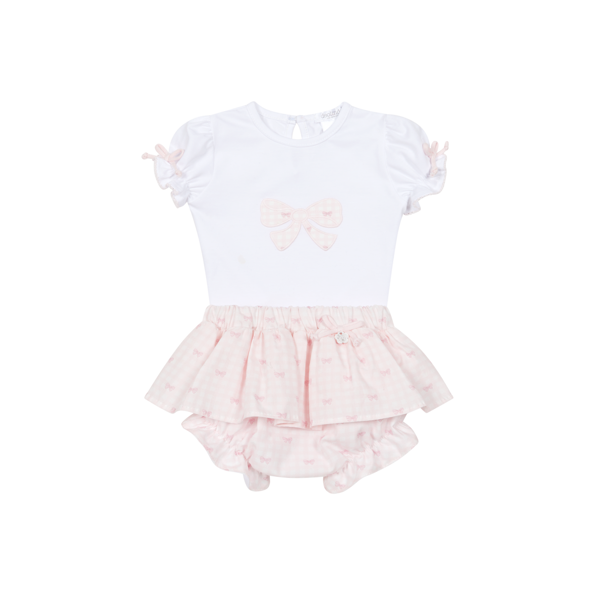 Deolinda Lollipop girls pink bow print jam pant set 26606
