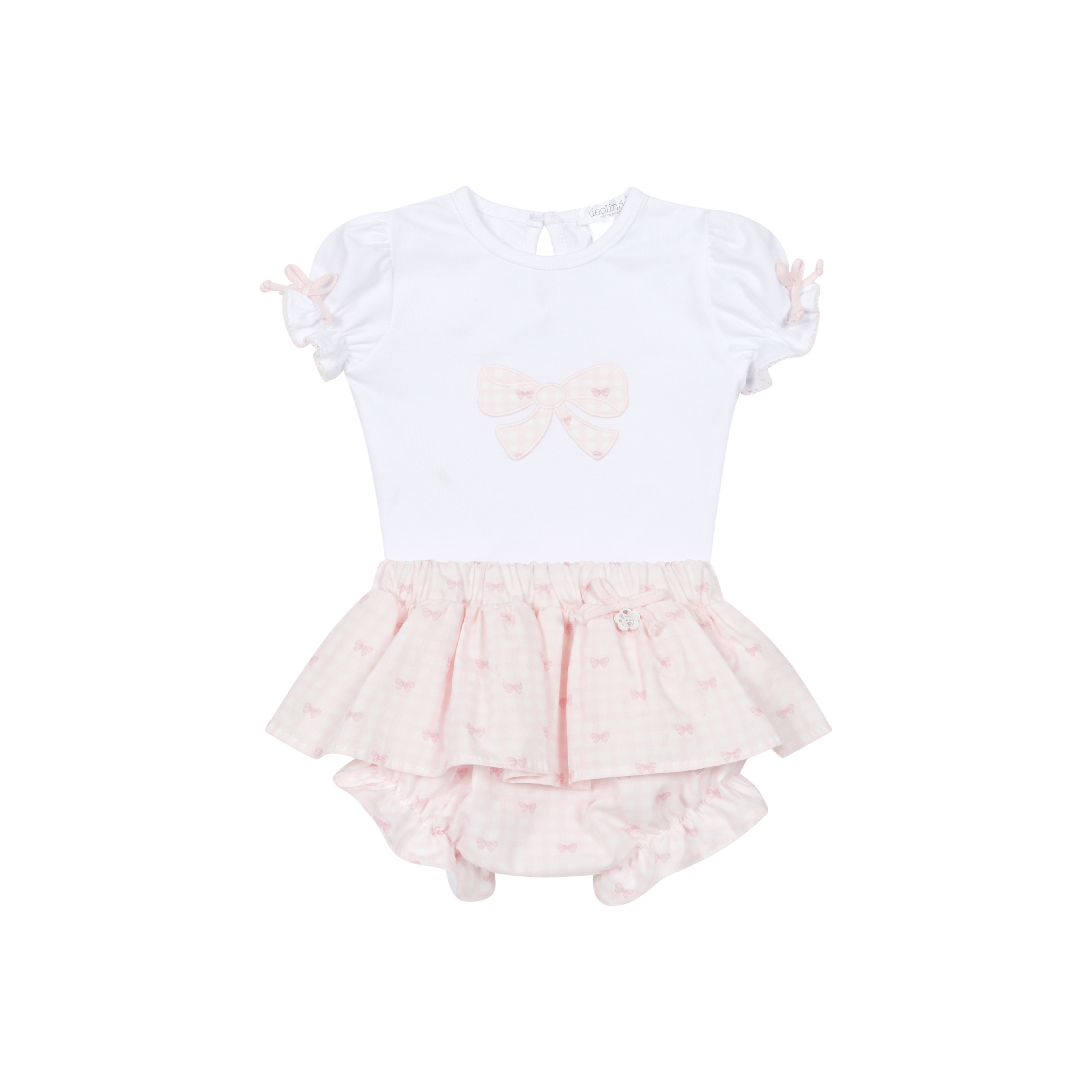 DEOLINDA Lollipop Girls Pink Bow Print Jam Pant Set - 26606