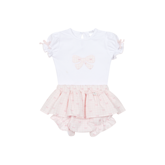 Deolinda Lollipop girls pink bow print jam pant set 26606