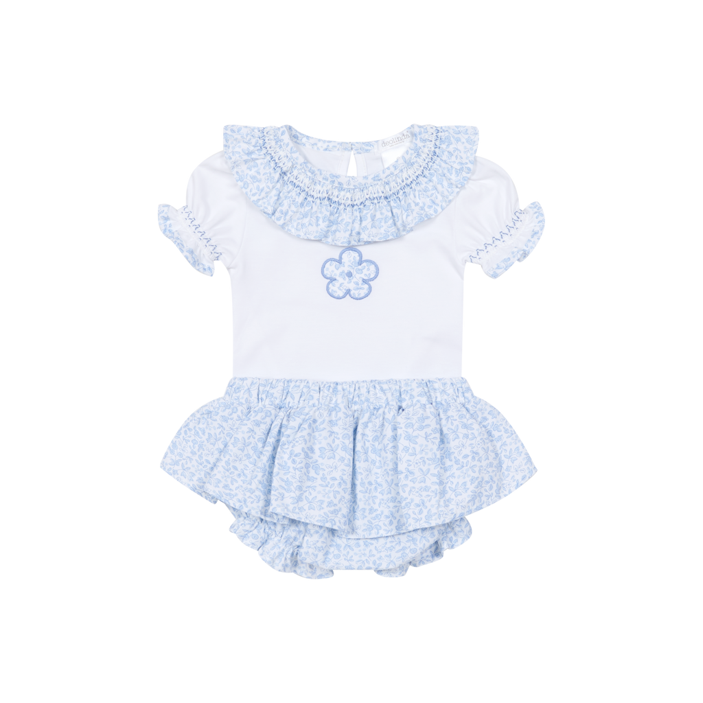 DEOLINDA Iris Girls Blue & White Floral Jam Pant Set - 26613