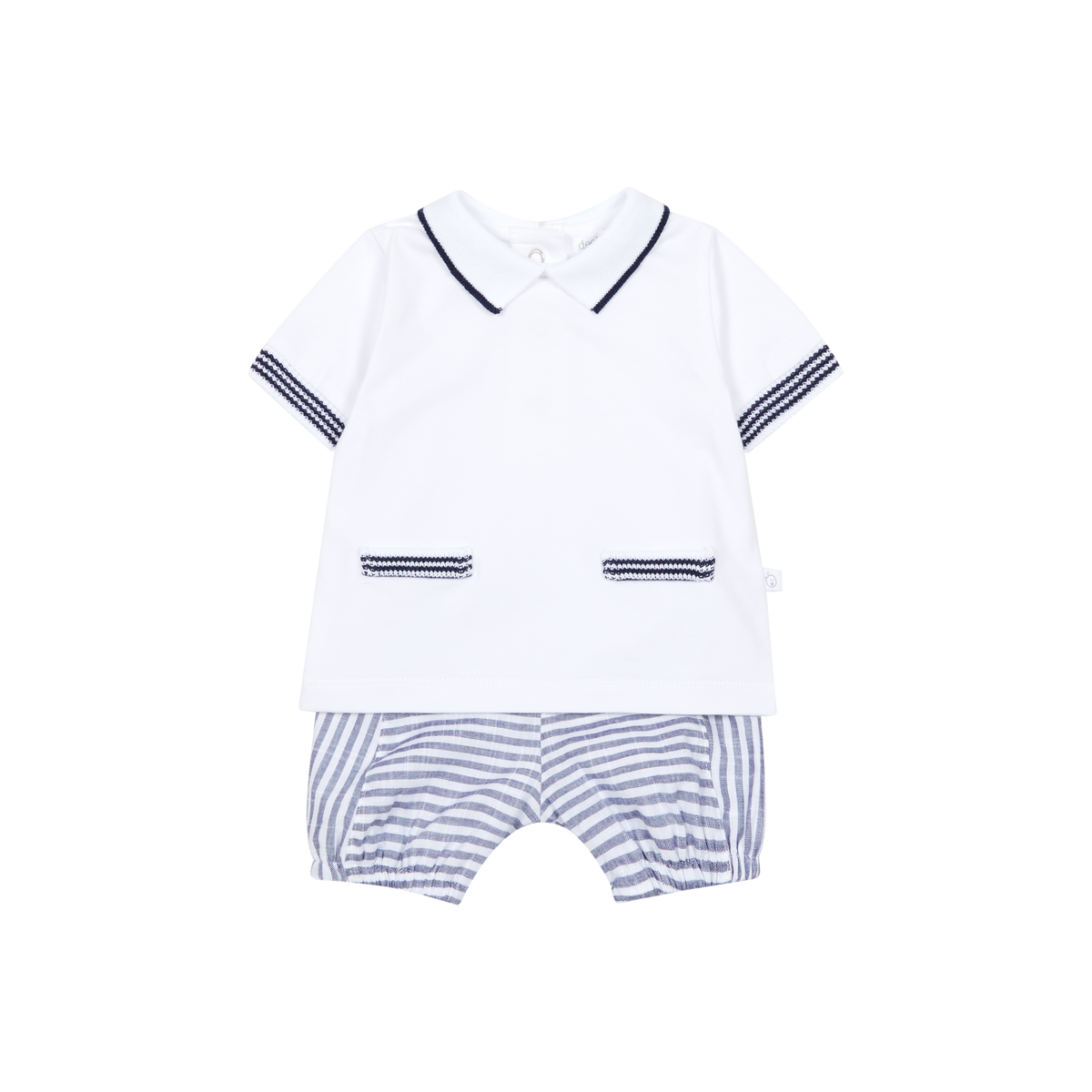 Deolinda Astra boys navy and white short set 26615
