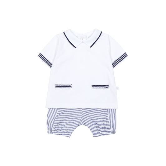 Deolinda Astra boys navy and white short set 26615