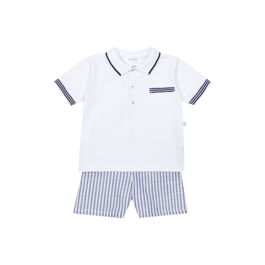 Deolinda Astra boys navy and white short set 26617