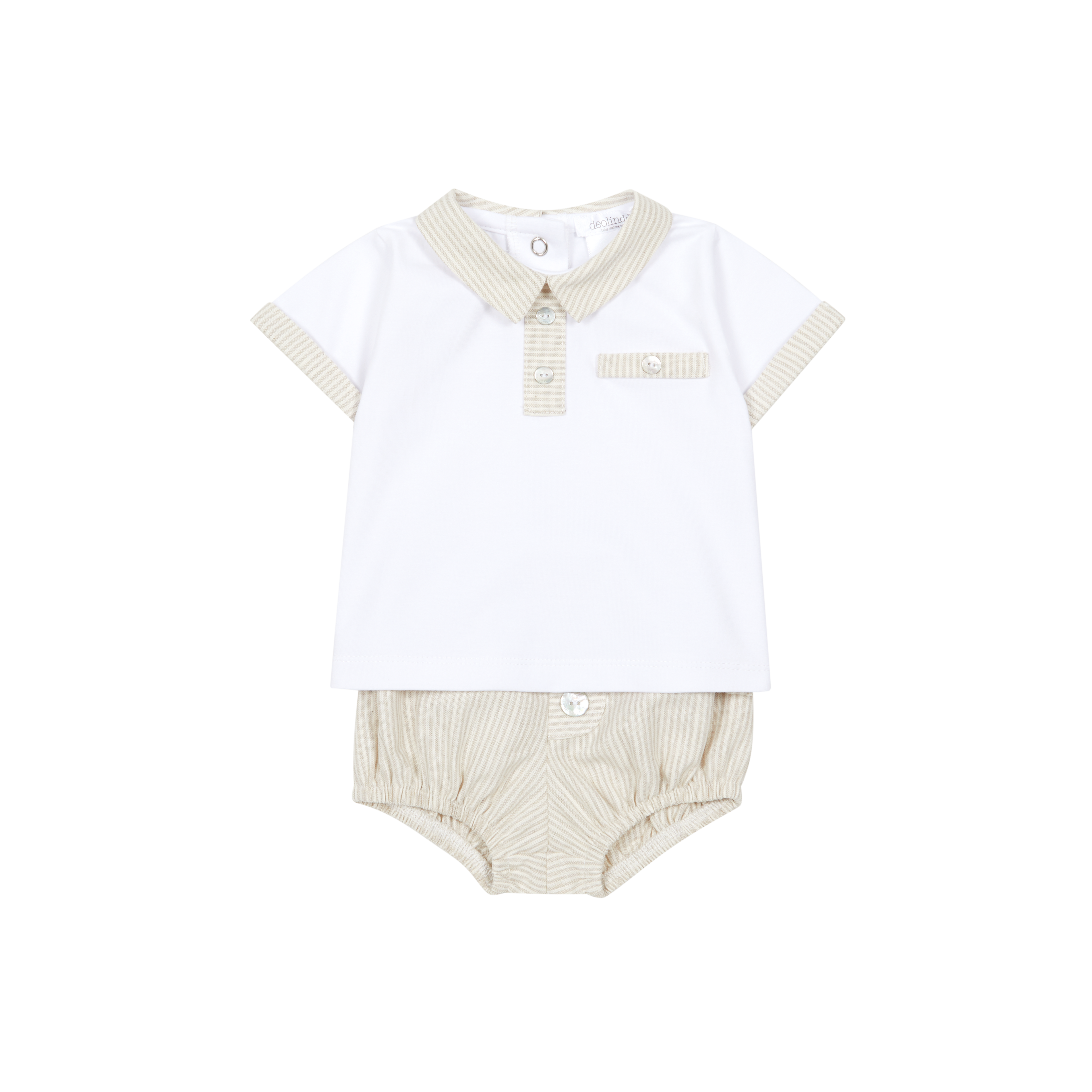 DEOLINDA Avena Boys Beige & White Jam Pant Set - 26618