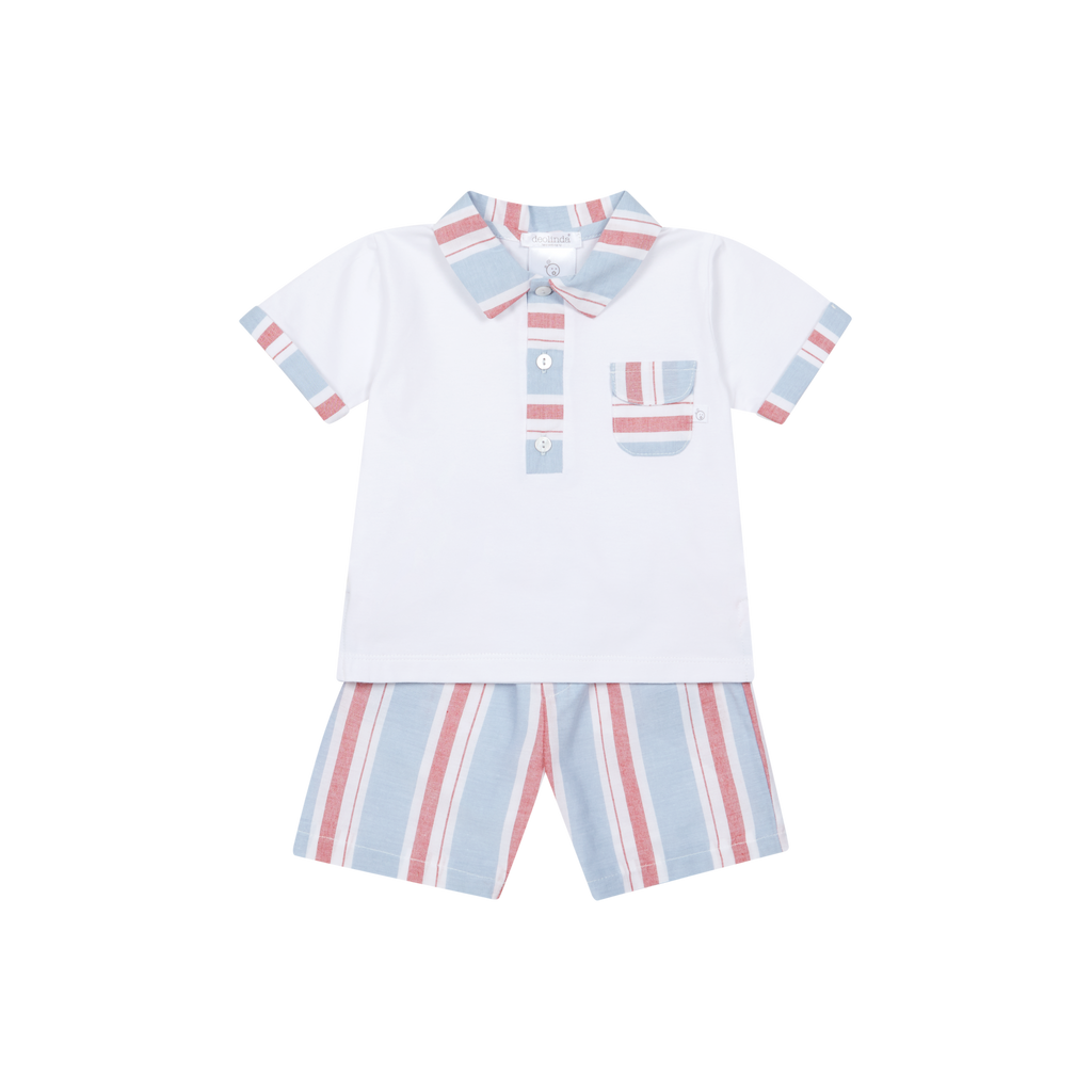 DEOLINDA Copacabana Boys Blue & Red Stripe Short Set - 26639