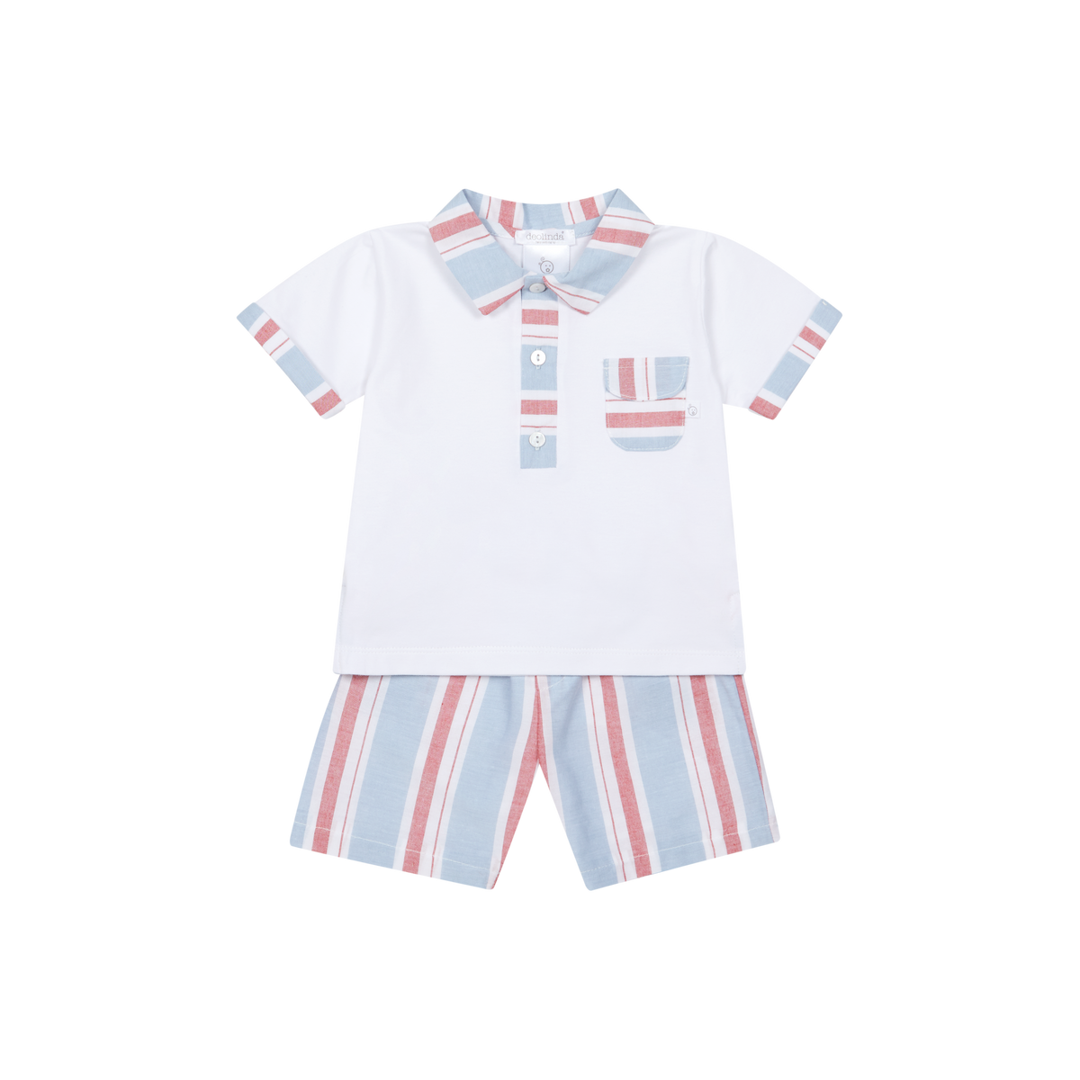 Deolinda Copacabana boys blue and red striped short set 26639