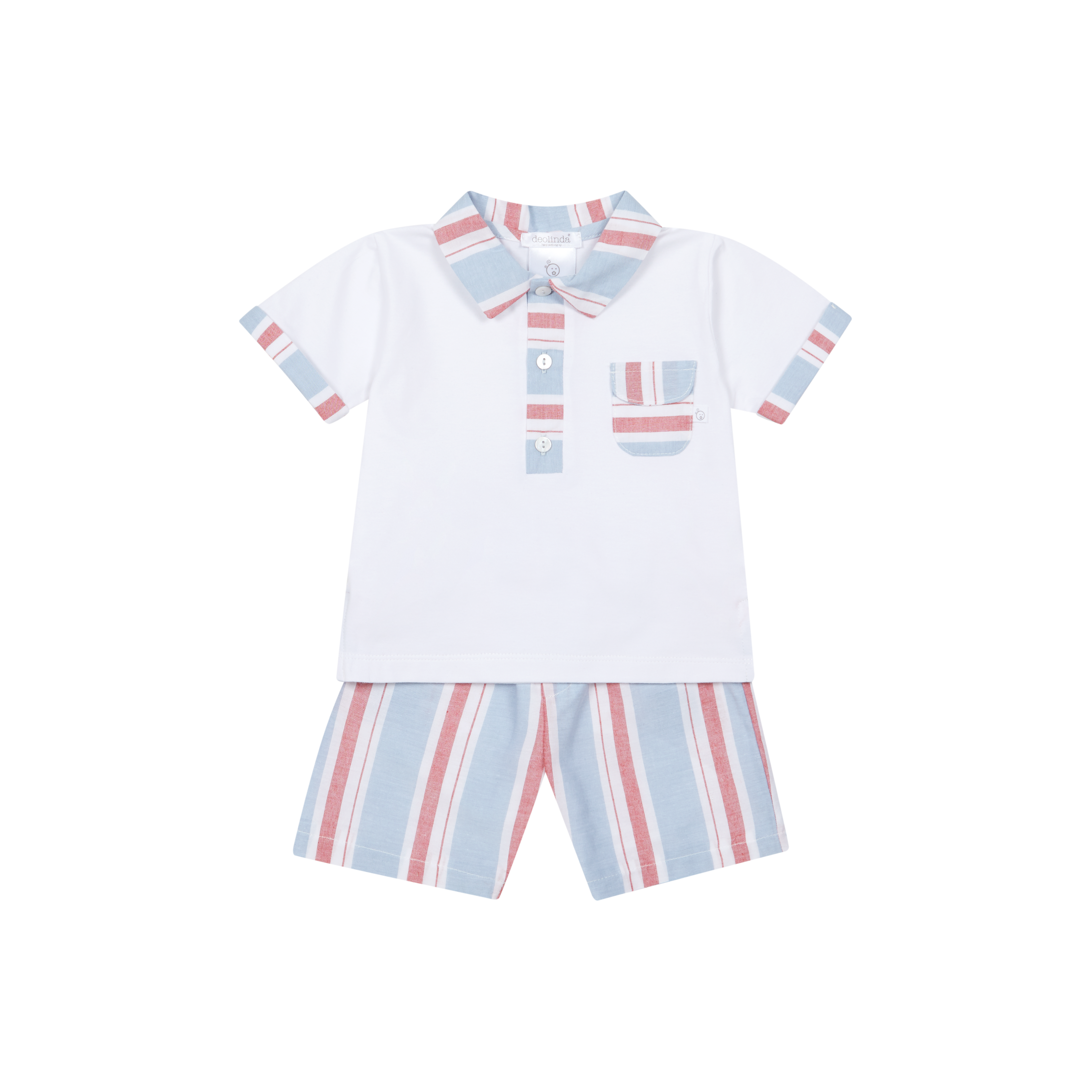 DEOLINDA Copacabana Boys Blue & Red Stripe Short Set - 26639