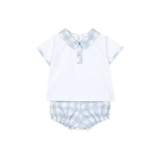 Deolinda Oceano boys blue and white check jam pant set 26650