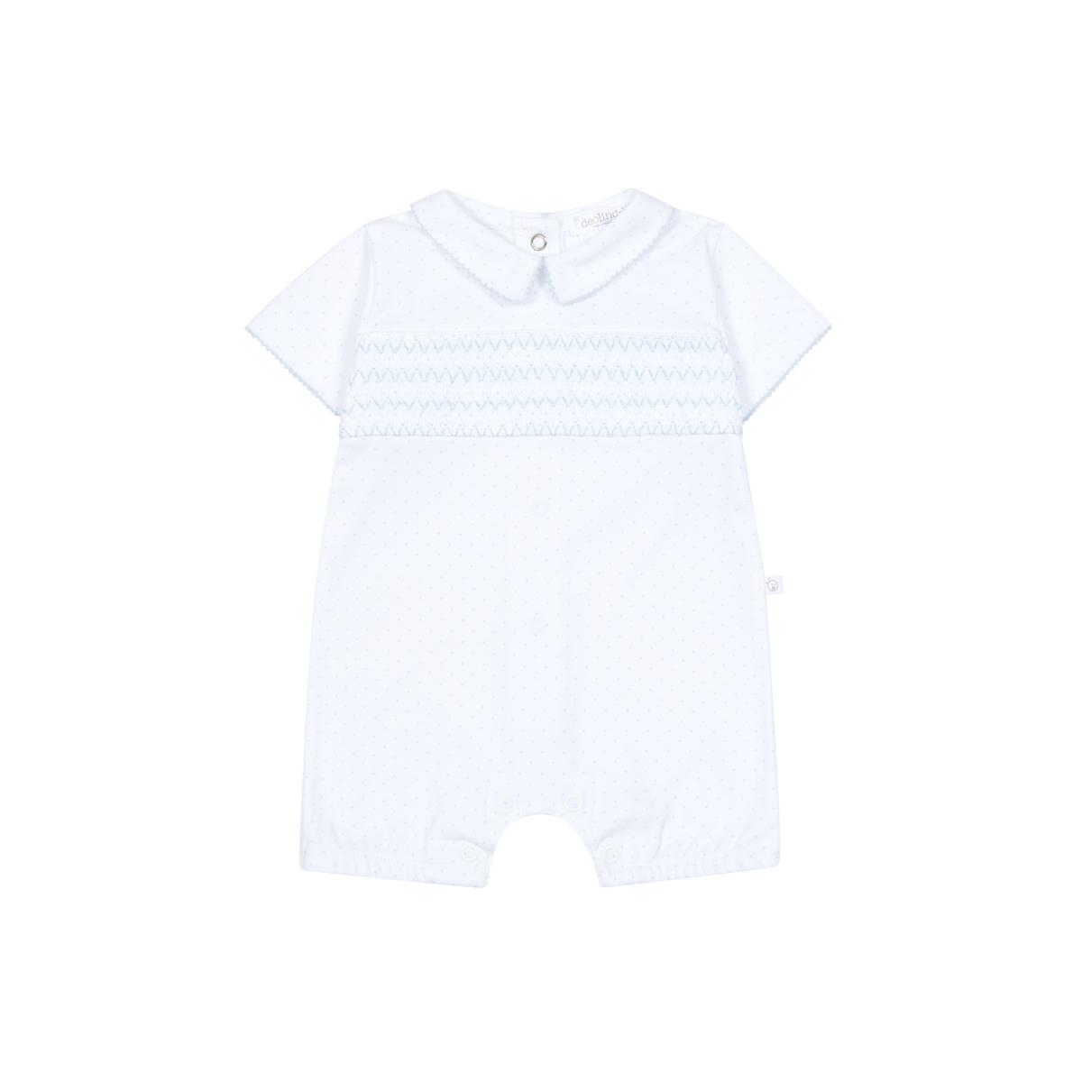 Deolinda Confetti boys blue and white smocked romper 26702