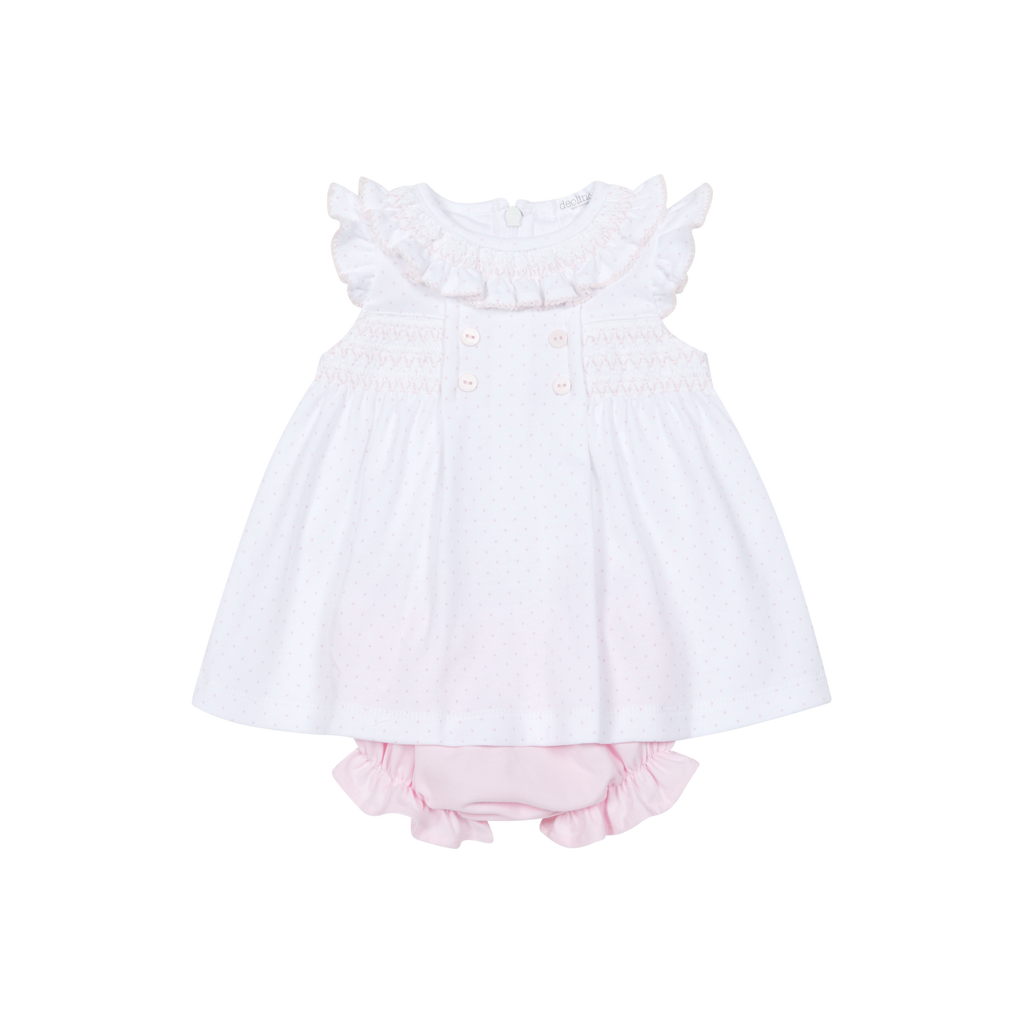 DEOLINDA Confetti Girls Pink & White Dress and Knickers - 26704
