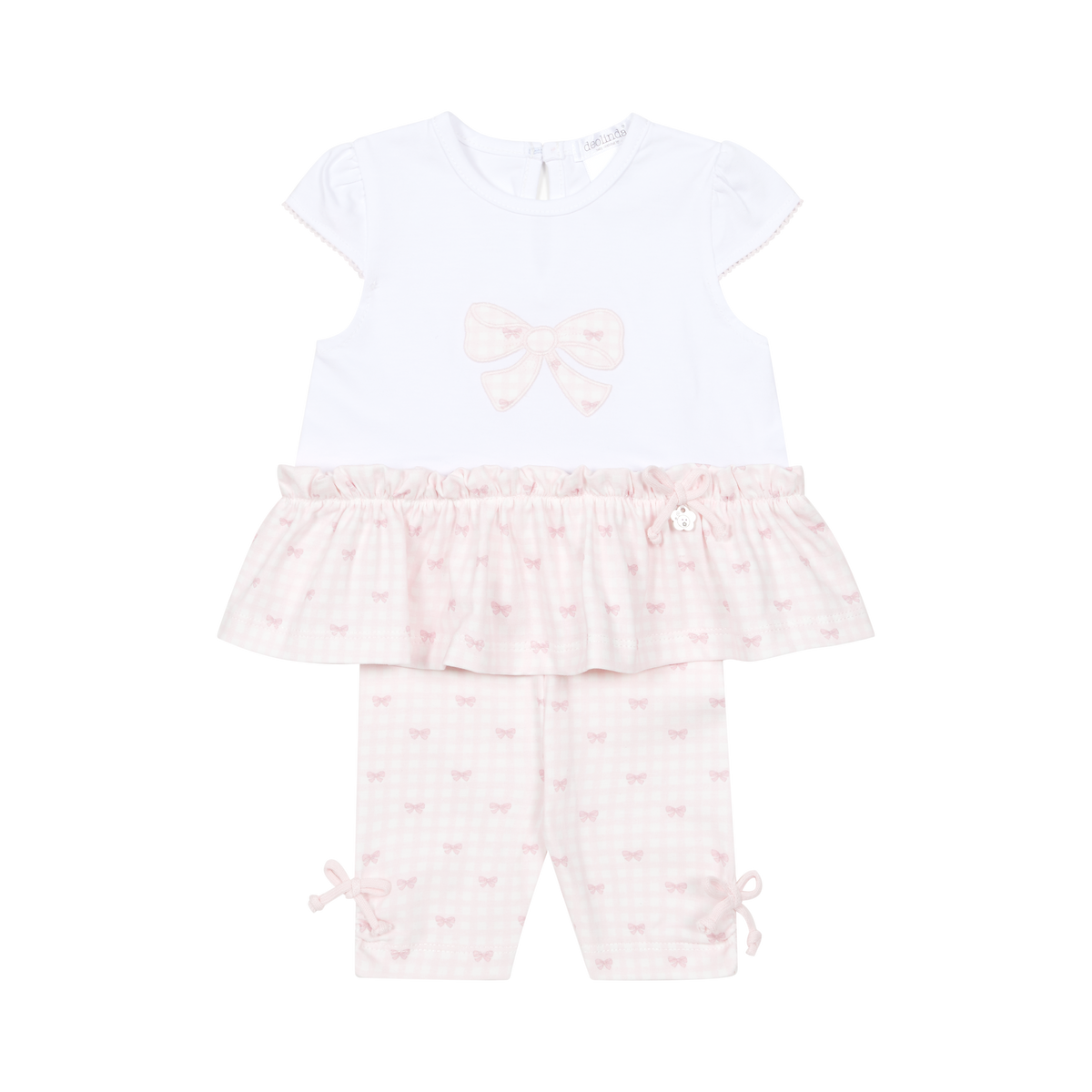 Deolinda Lollipop girls pink bow print leggings set 26729