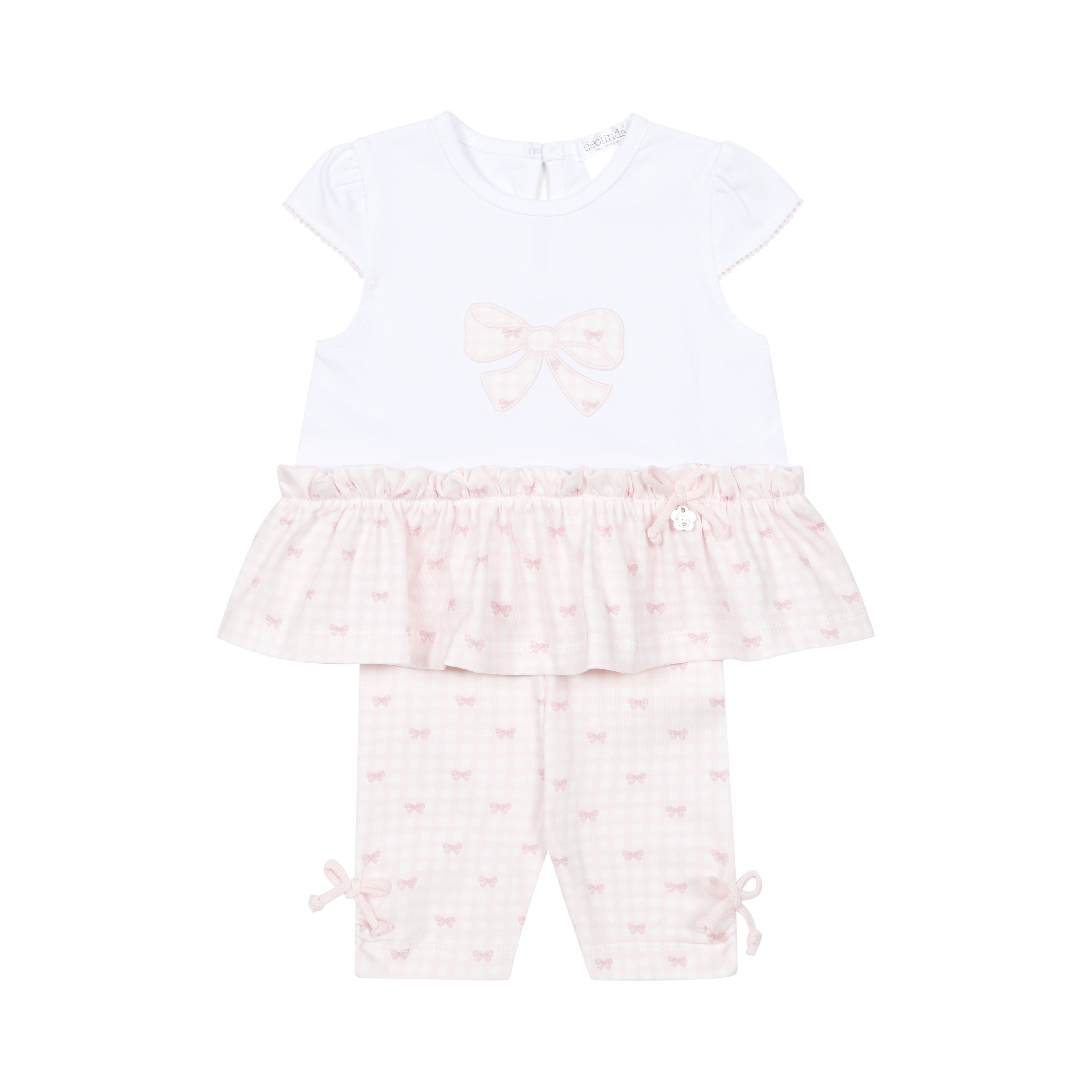 DEOLINDA Lollipop Girls Pink & White Bow Print Leggings Set - 26729