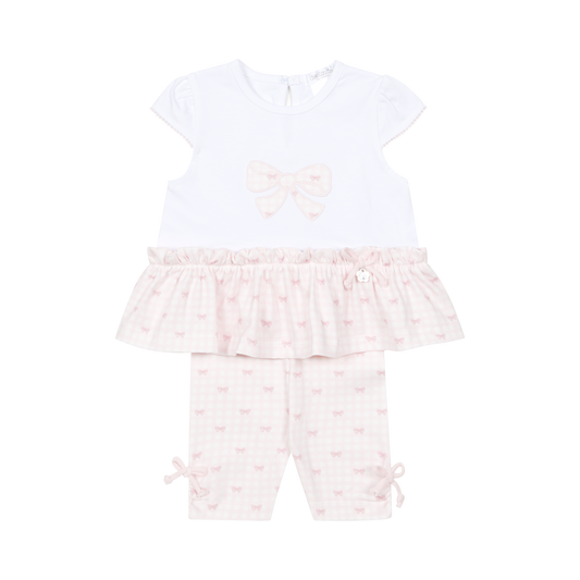 Deolinda Lollipop girls pink bow print leggings set 26729