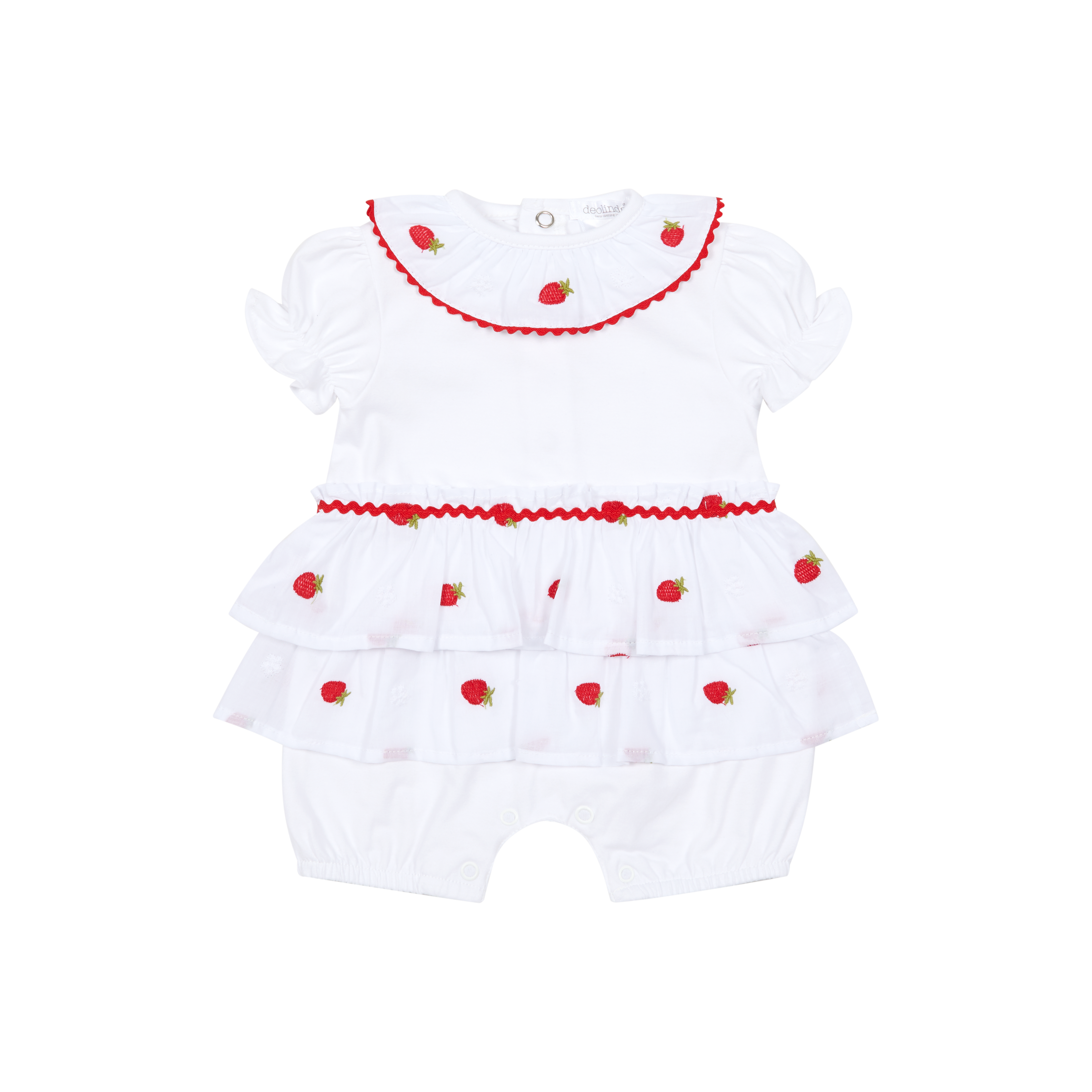 DEOLINDA Pavlova Girls White & Red Strawberry Romper - 26733