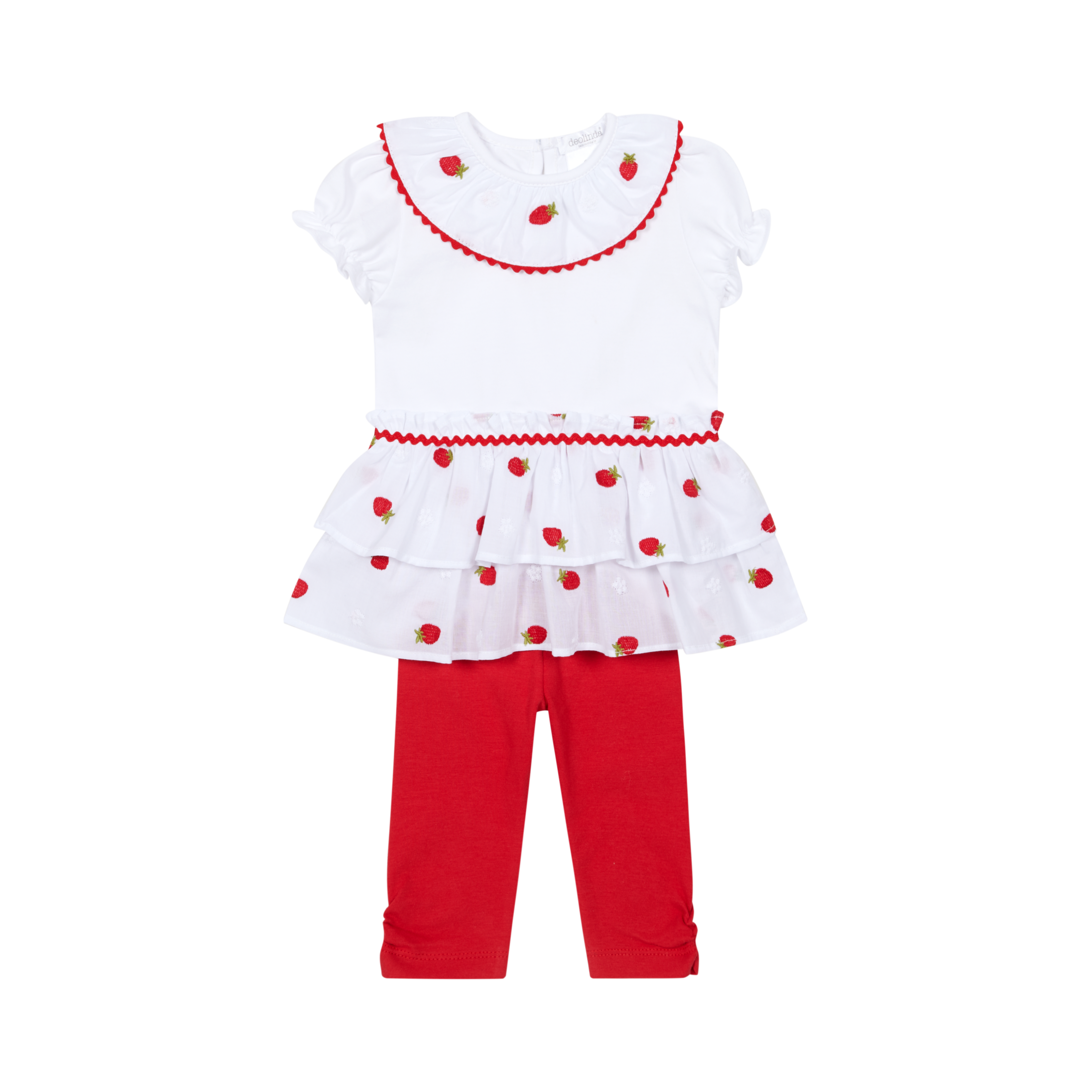DEOLINDA Pavlova Girls White & Red Strawberry Leggings Set - 26734