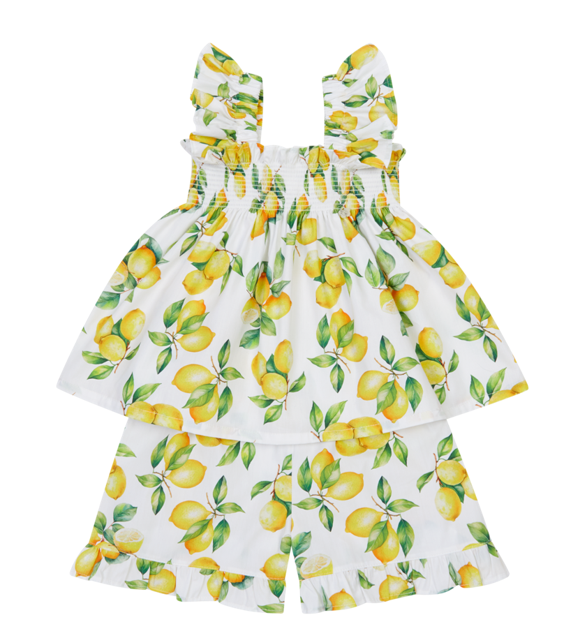 DEOLINDA Sorrento Girls Lemon Print Shorts Set - 26754