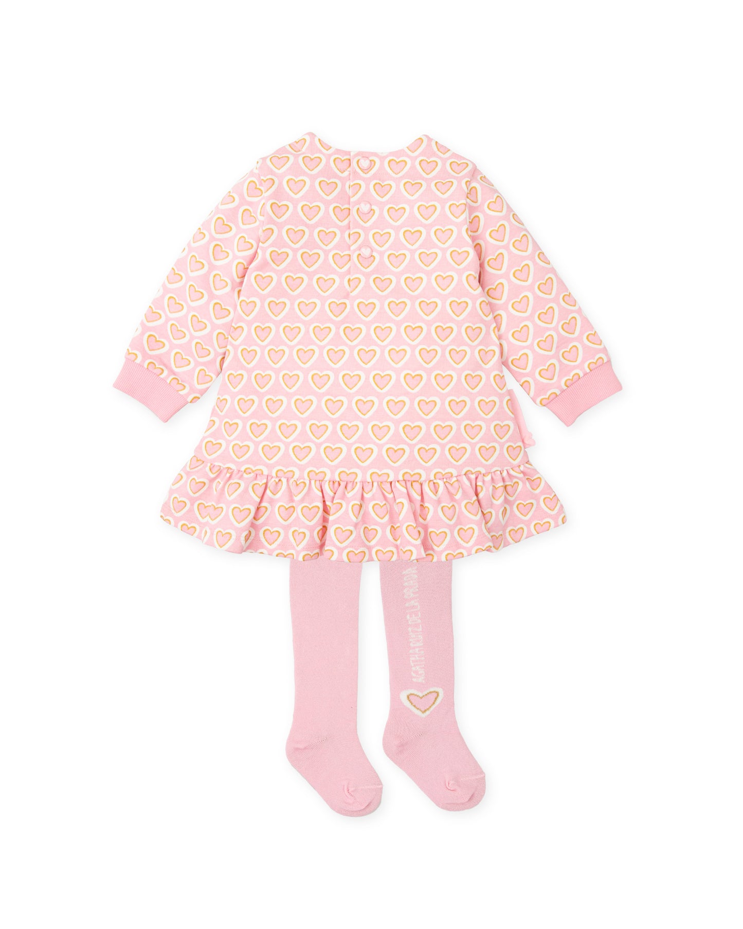 AGATHA RUIZ DE LA PRADA Sugar Cotton Girls Pink & Gold Dress & Tights