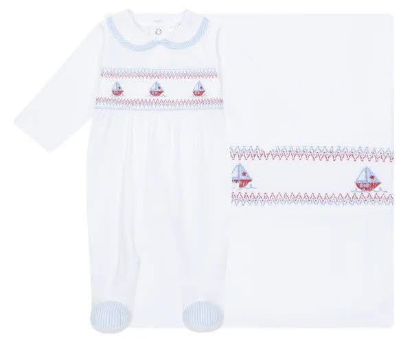 DEOLINDA SS25 Victory Boys Smocked Babygrow & Blanket - 25106