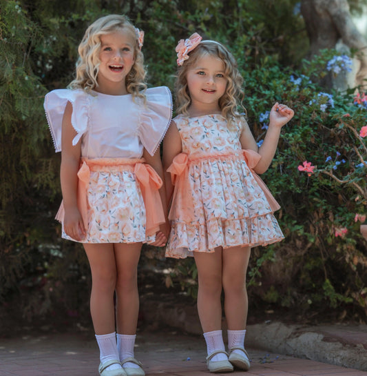 MIRANDA SS25 Peach Floral Girls Dress - 229