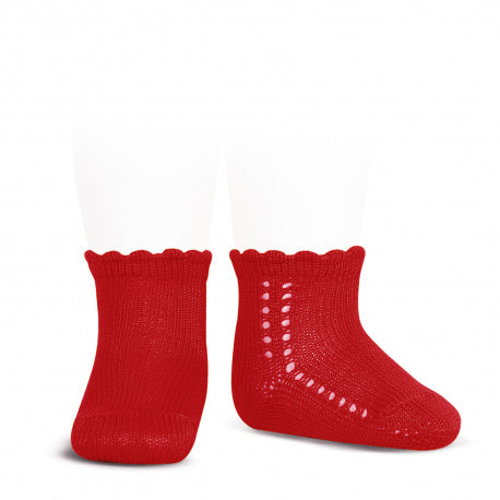 CONDOR Red Perle Side Openwork Ankle Socks