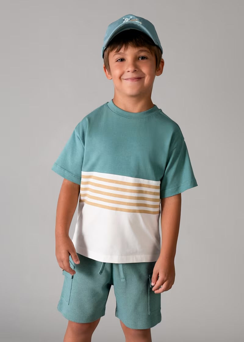 Mayoral boys jade green three-piece shorts set 3601 - product detail