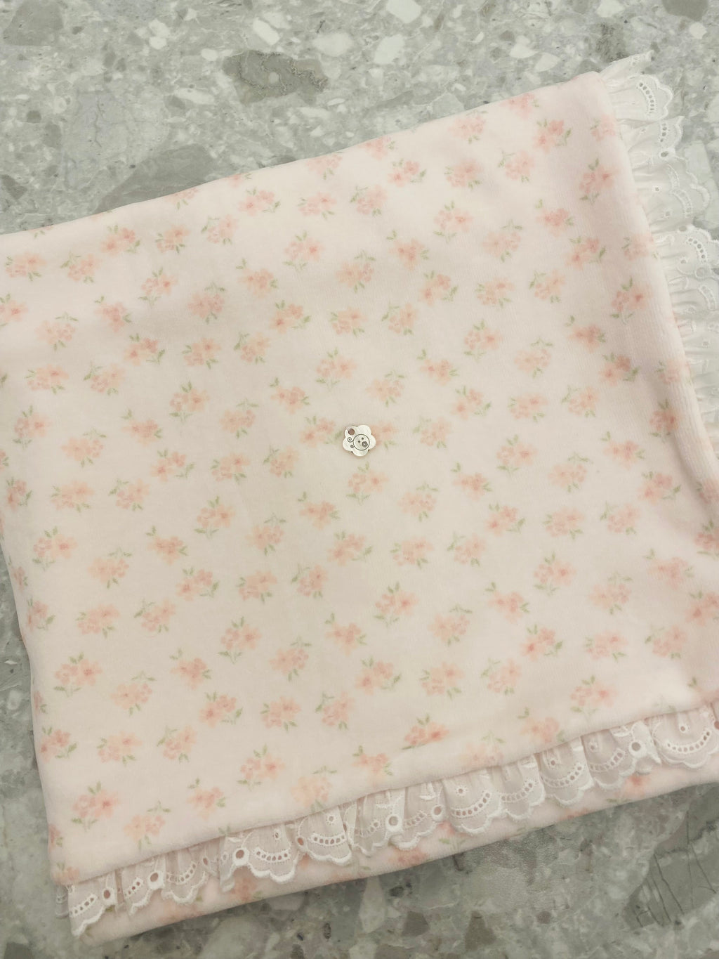 AW25 DEOLINDA Donna Girls Pink Floral Velour Blanket - 25M17