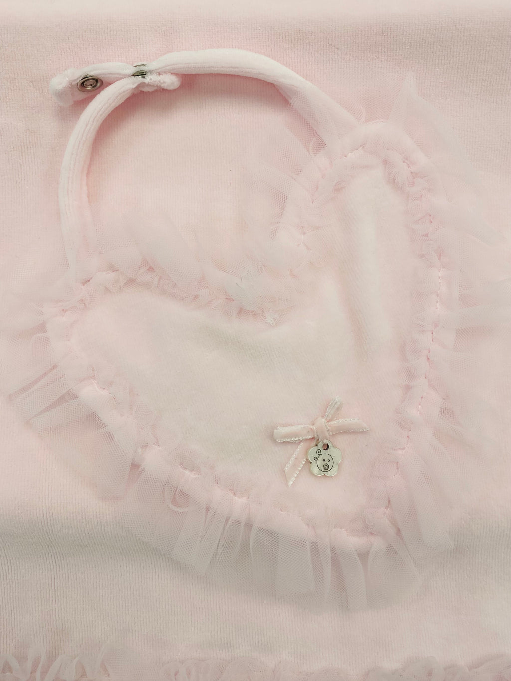 AW25 DEOLINDA Love Girls Pink Heart Bib with Tulle Trim - 25B06