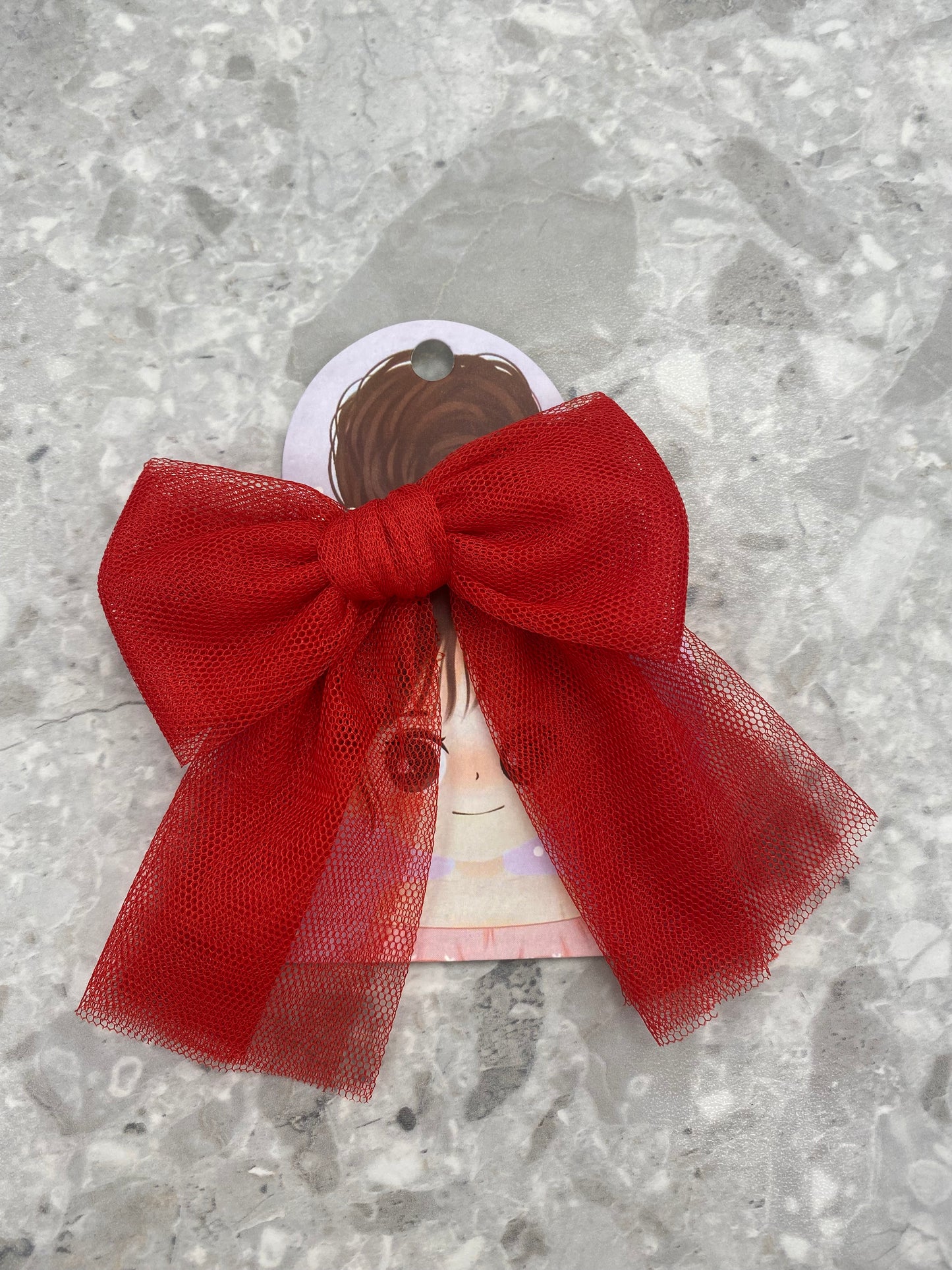 RAHIGO Red Girls Tulle Bow Hair Clip