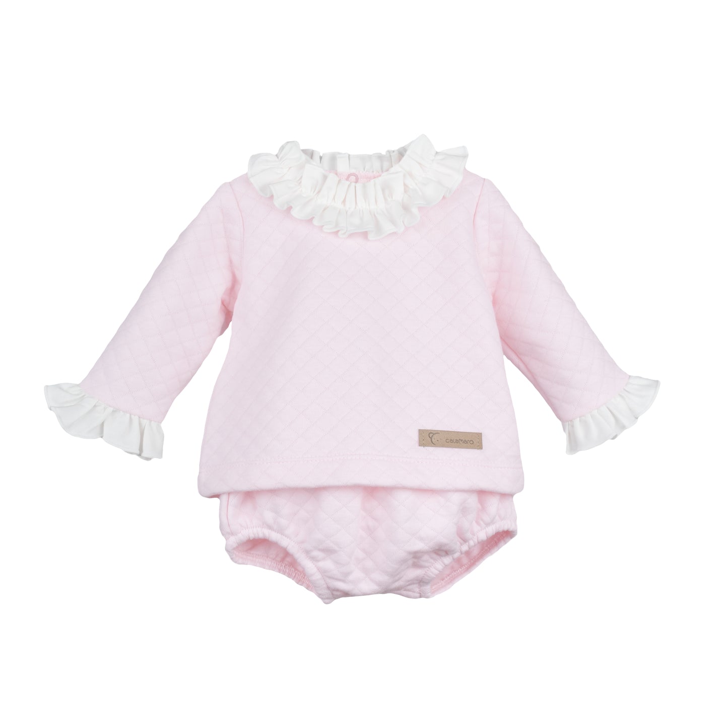 CALAMARO Sil Pink Quilted Girls Jam Pant Set - 11007