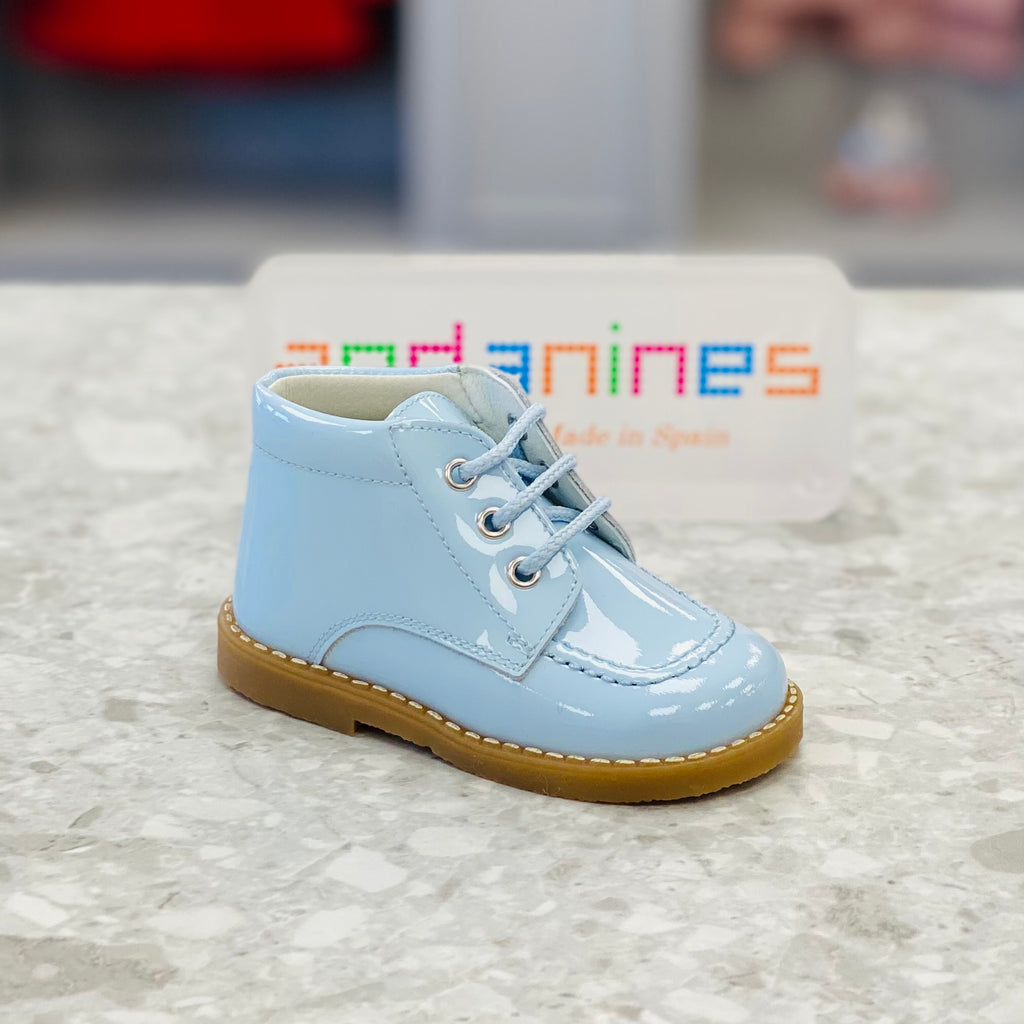 ANDANINES Blue Boys Patent Leather Boots - 222325