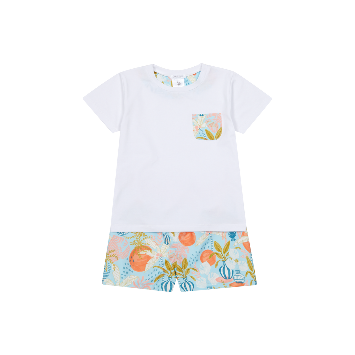 Deolinda Palm boys coral T-shirt and swimming trunks 2603