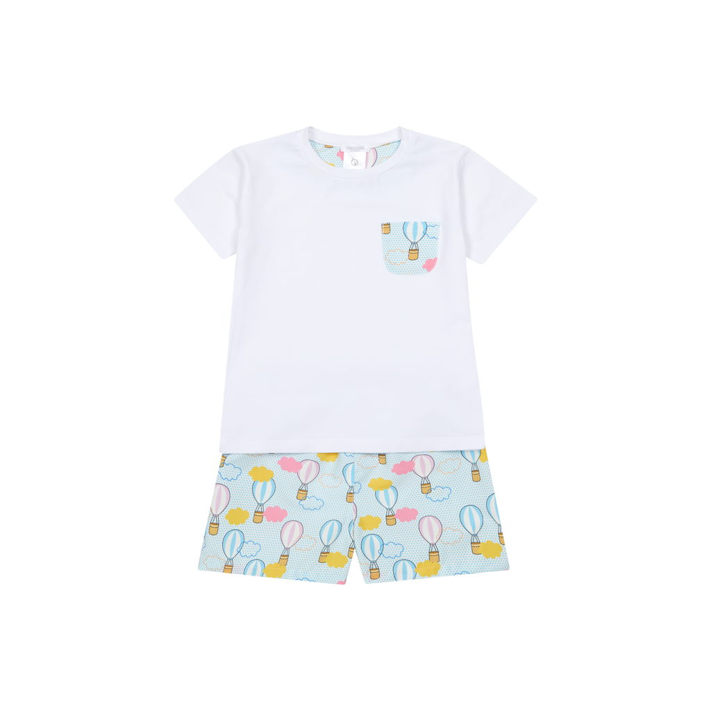 DEOLINDA Hot Air Balloon Boys Blue T-Shirt & Swimming Trunks - 2607