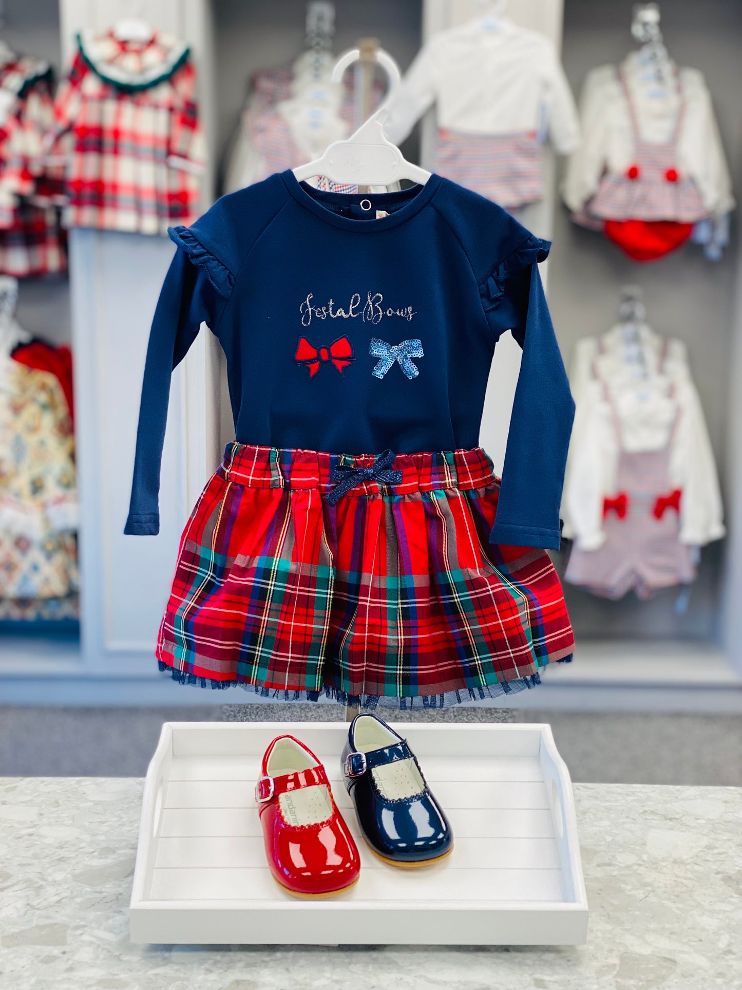 BABYBOL Baby Girls Tartan Skirt Set - NON RETURNABLE