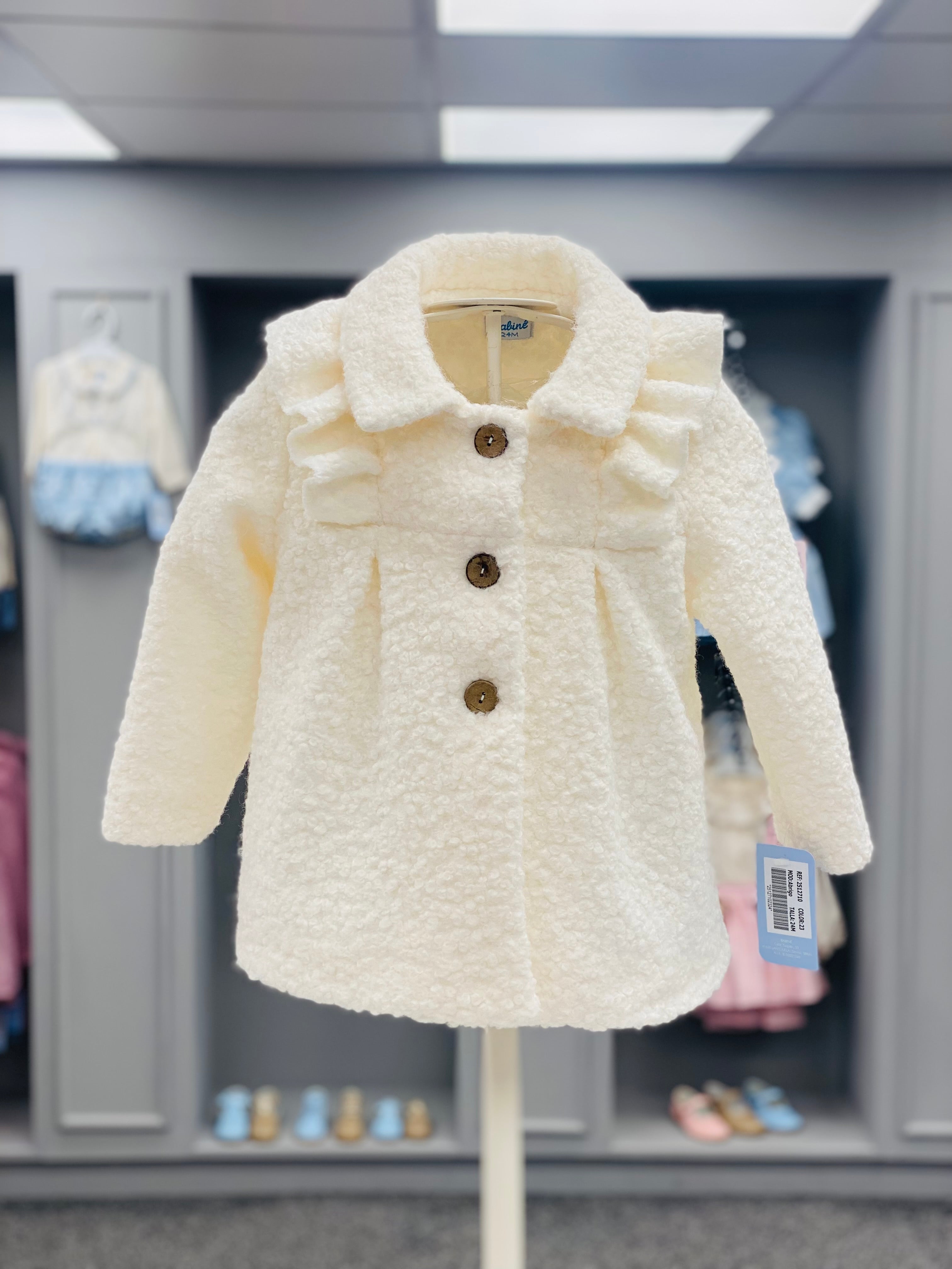 BABINE AW24 Ivory Baby Girls Boucle Frill Coat - 2512710