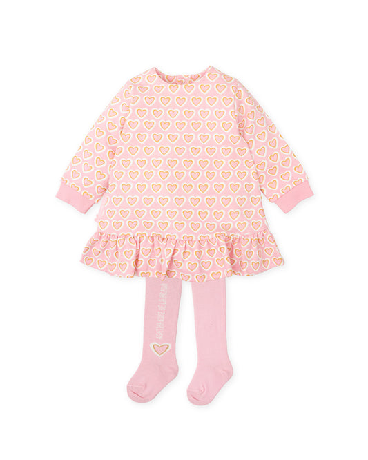 AGATHA RUIZ DE LA PRADA Sugar Cotton Girls Pink & Gold Dress & Tights