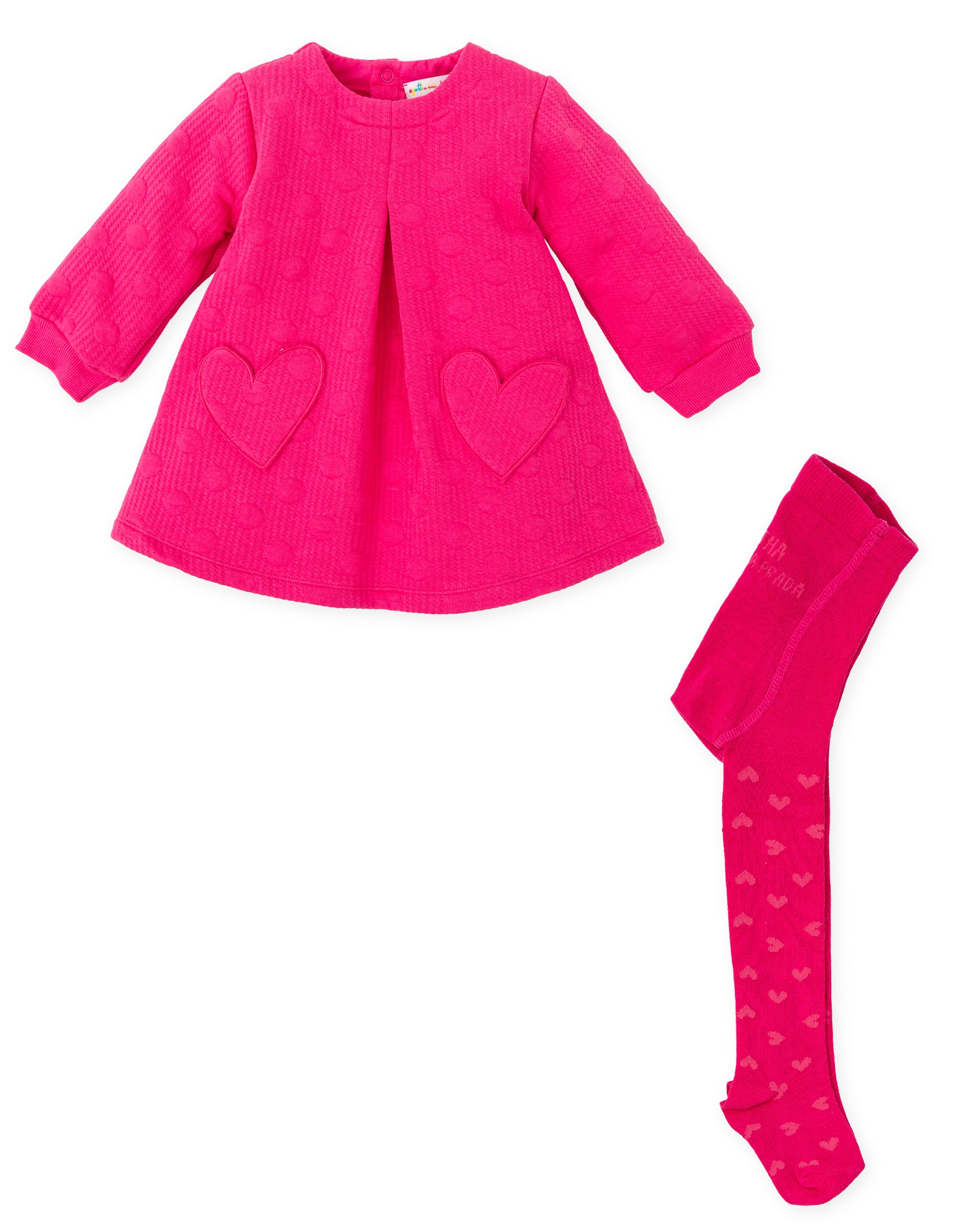 AGATHA RUIZ DE LA PRADA AW24 Heart Girls Fuchsia Pink Dress & Tights - CLEARANCE SALE