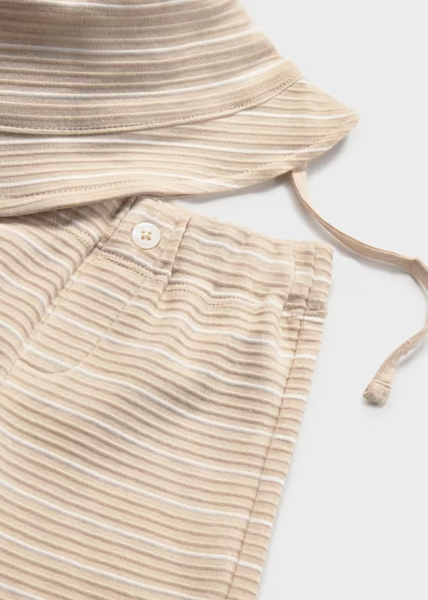 X MAYORAL Boys Cream Short Set with Sun Hat - 1666